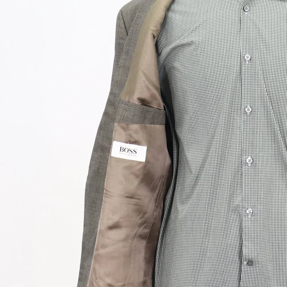 Hugo Boss 44R Brown Check 2-Button Sport Coat Blazer Jacket T239